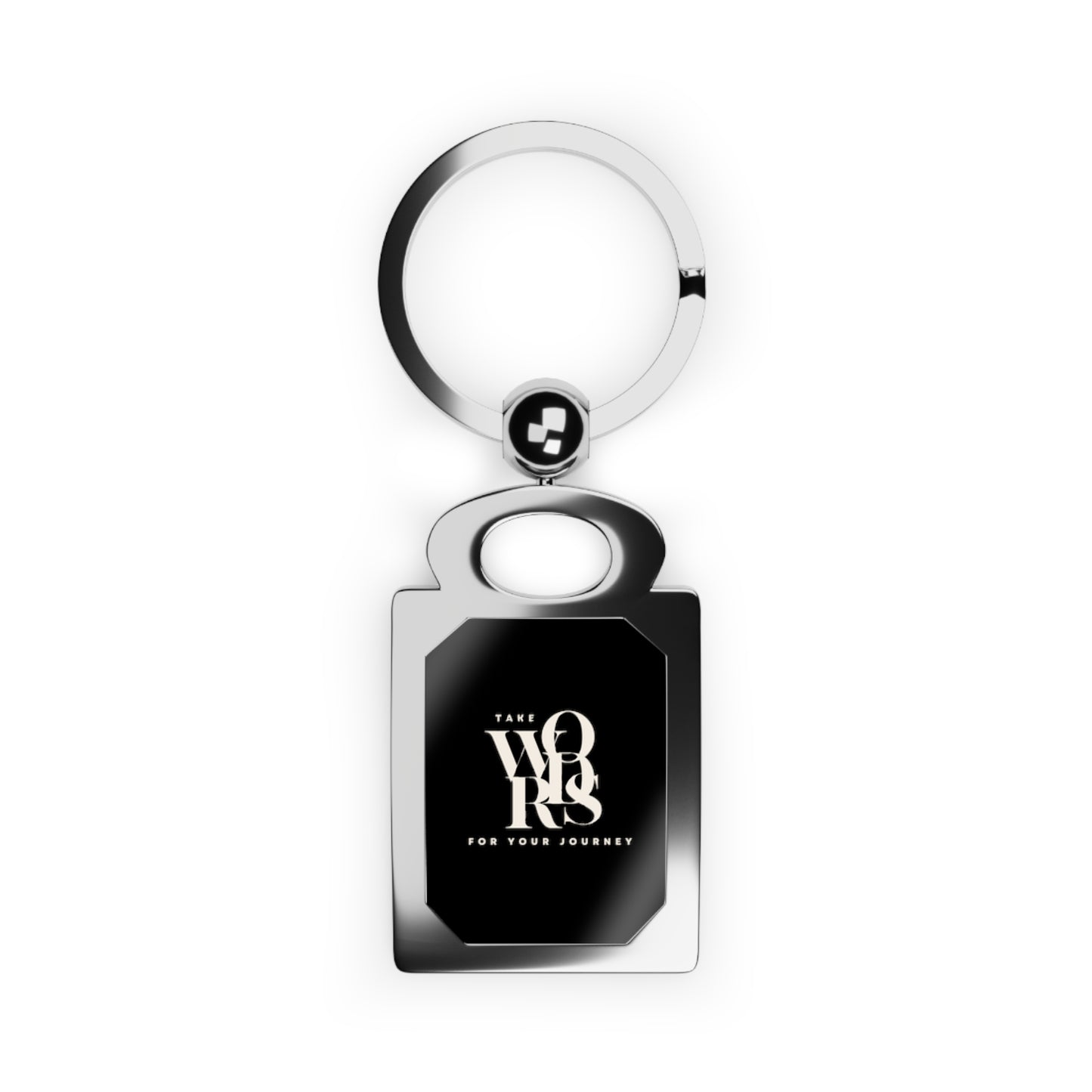 Take Word For Your Journey - Rectangle Photo Keyring (White/Black)