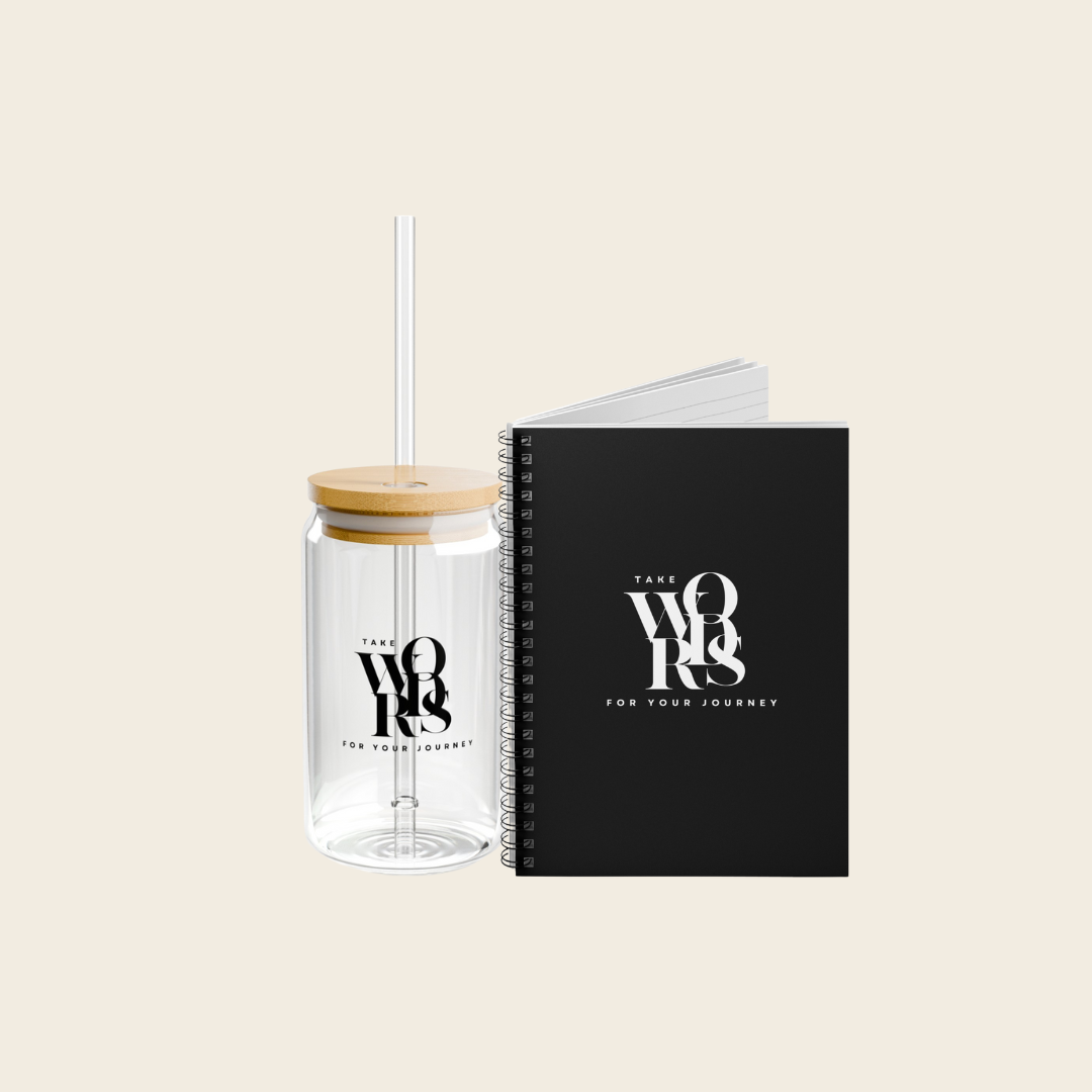 Sipper Glass 16oz/Journal Bundle (Black)