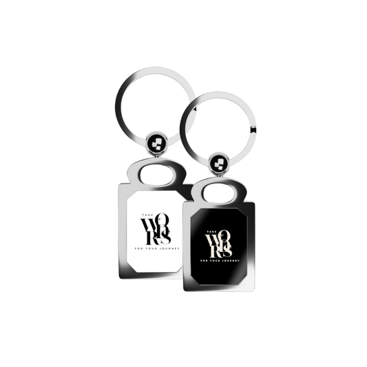 Take Word For Your Journey - Rectangle Photo Keyring (White/Black)