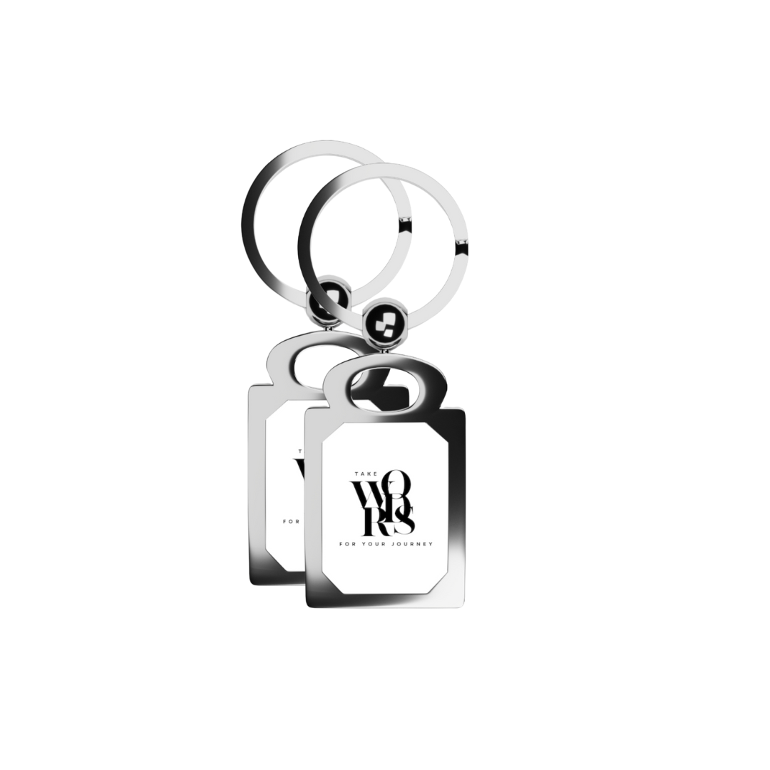 Take Word For Your Journey - Rectangle Photo Keyring (White/Black)