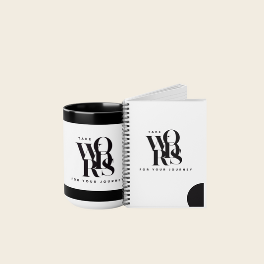 Two-Tone Coffee Mug/Journal Bundle - White & Black