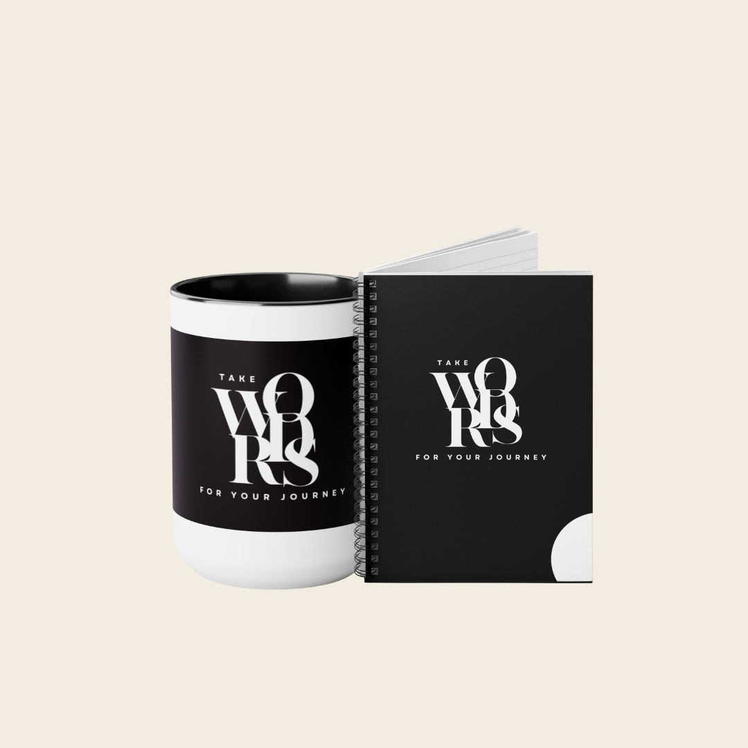 Two-Tone Coffee Mug/Journal Bundle - White & Black